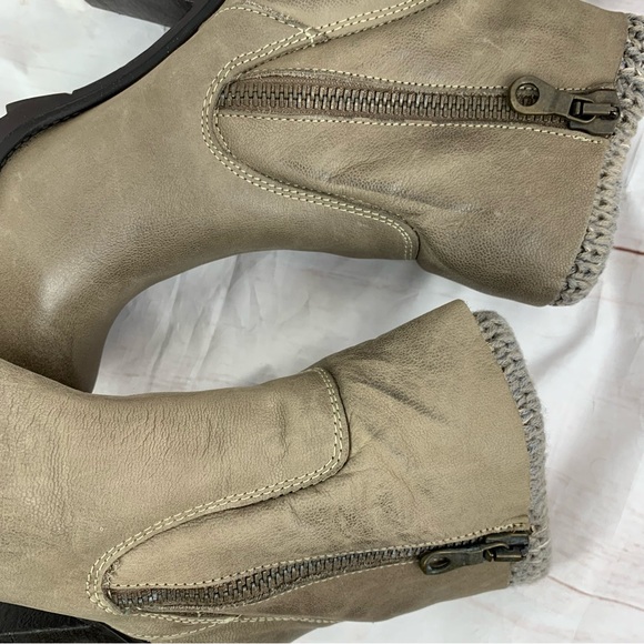 Steve Madden boots shoes knit sweater platform heel leather double zip grey 9.5 - Picture 13 of 16